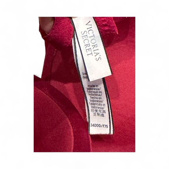 Victoria's Secret 34DDD Burgundy Crushed Velvet & Lace Push-up Demi Bra 34F - Picture 5 of 5